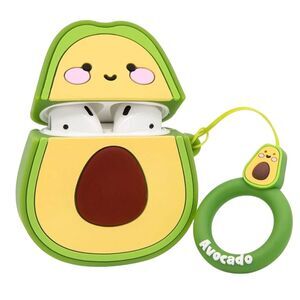 3D Avocado AirPods Case with Keychain for‎ AirPods 1 & 2 - Green
